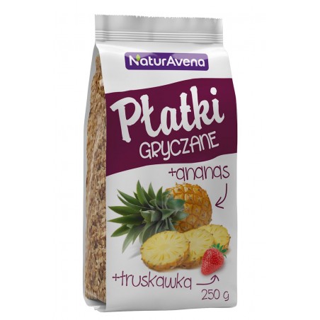 PŁATKI GRYCZANE Z ANANASEM I TRUSKAWKĄ 250 g - NATURAVENA