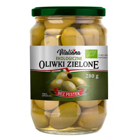 OLIWKI ZIELONE DRYLOWANE W ZALEWIE BIO 280 g - VITALIANA