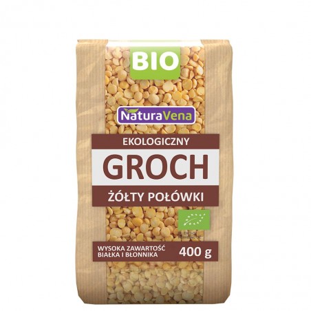 GROCH ŻÓŁTY POŁÓWKI BIO 400 g - NATURAVENA