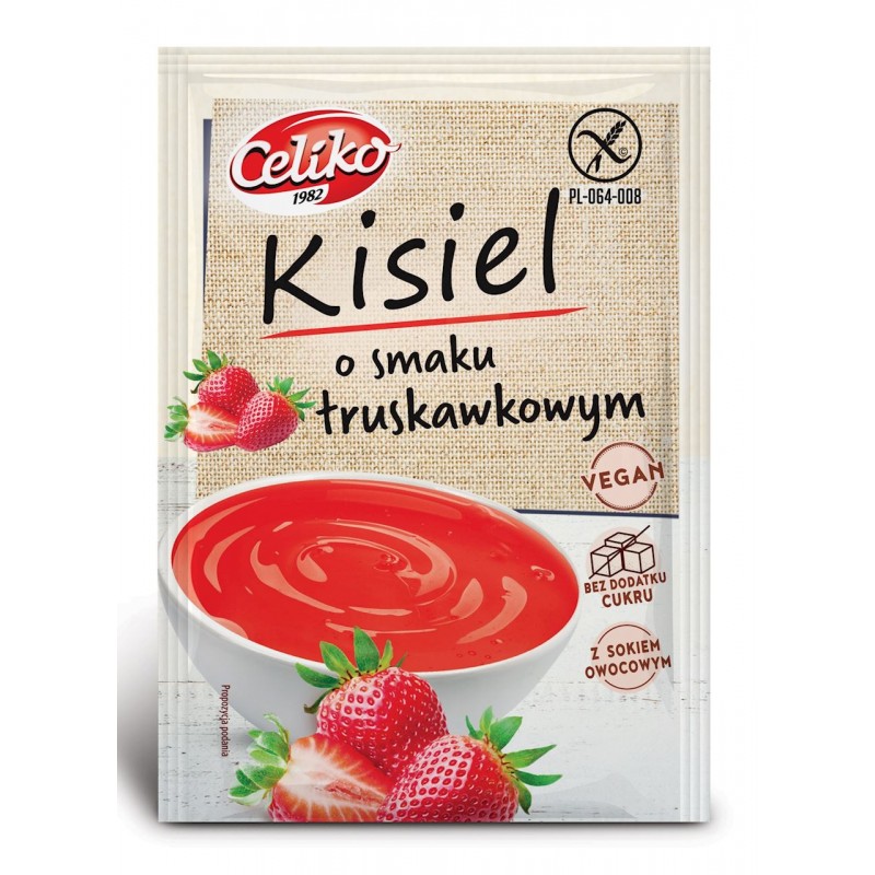KISIEL O SMAKU TRUSKAWKOWYM BEZGLUTENOWY 40 g - CELIKO