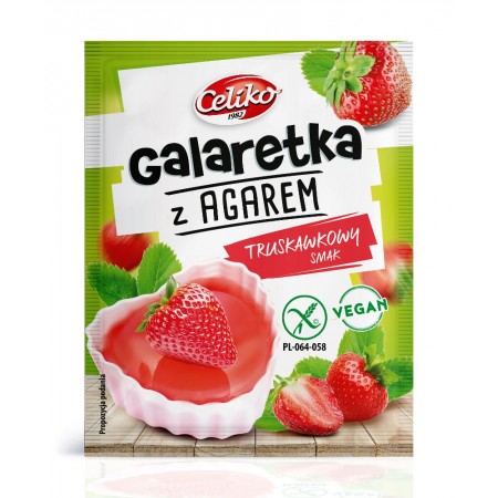 GALARETKA AGAR O SMAKU TRUSKAWKOWYM BEZGLUTENOWA 45 g - CELIKO