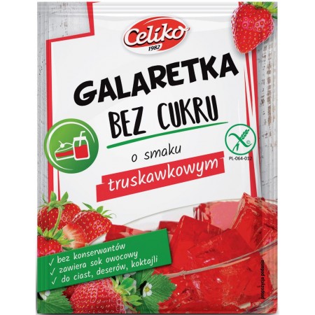 GALARETKA O SMAKU TRUSKAWKOWYM BEZ DODATKU CUKRU BEZGLUTENOWA 14 g - CELIKO