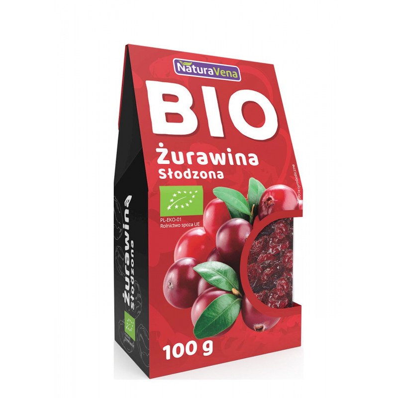 ŻURAWINA SŁODZONA CUKREM TRZCINOWYM BIO 100 g - NATURAVENA