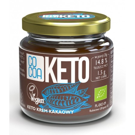 KREM KAKAOWY KETO Z OLEJEM MCT BEZ DODATKU CUKRU BIO 200 g - COCOA