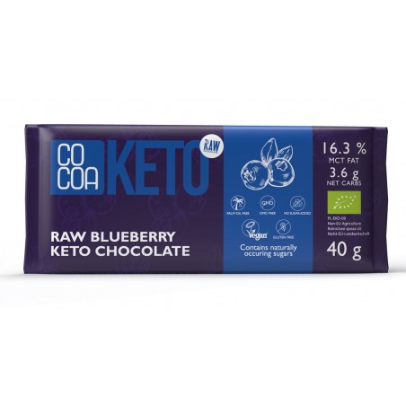 CZEKOLADA KETO Z JAGODAMI I OLEJEM MCT BEZ DODATKU CUKRU BIO 40 g - COCOA