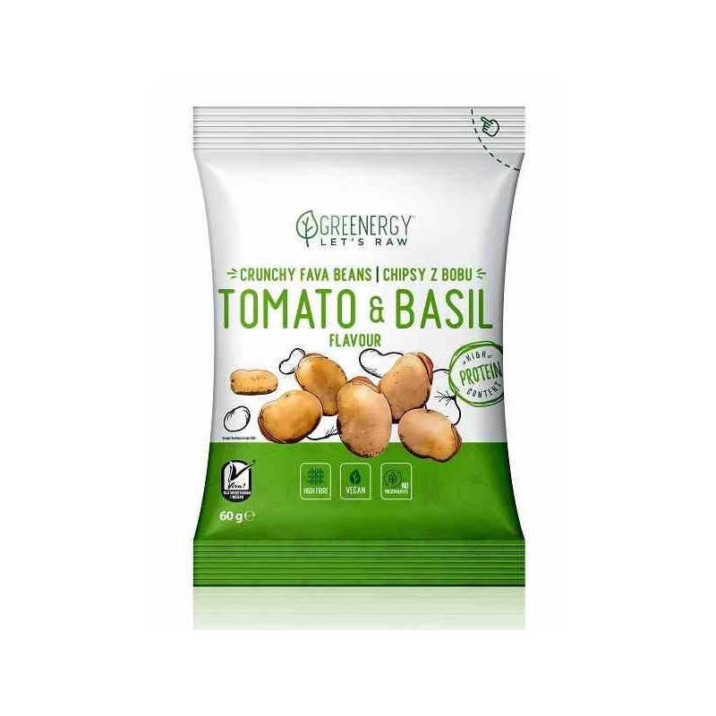 Chipsy z bobu pomidory z bazylią 60g