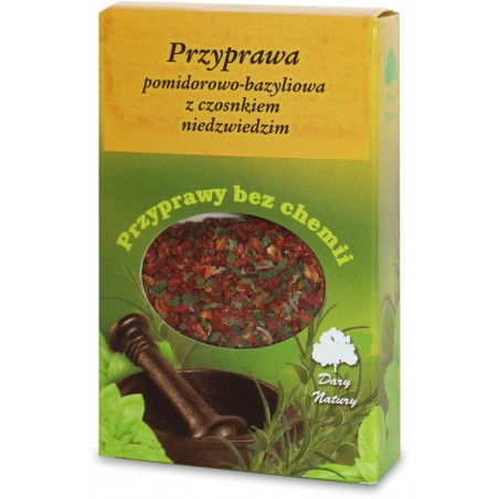 PRZYPRAWA POMIDOROWO - BAZYLIOWA Z CZOSNKIEM NIEDŹWIEDZIM BEZGLUTENOWA 40 g - DARY NATURY