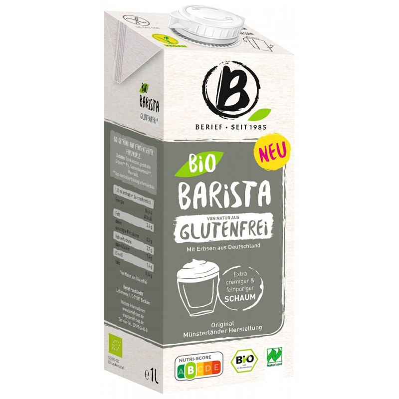NAPÓJ Z GROCHU BARISTA BEZ DODATKU CUKRÓW BEZGLUTENOWY BIO 1 L - BERIEF