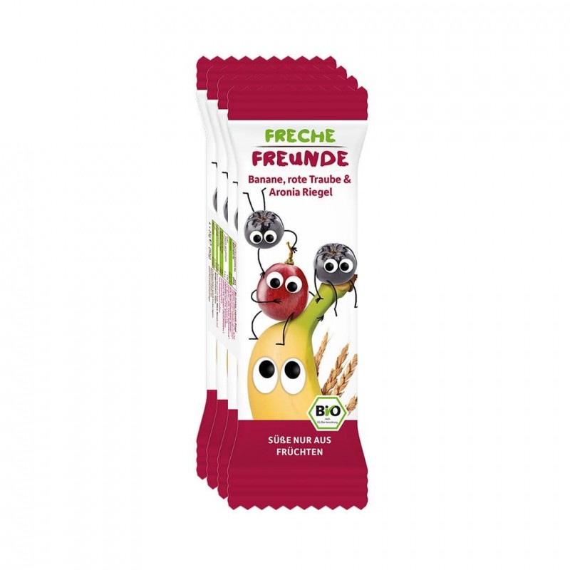 BATON ZBOŻOWY BANAN - WINOGRONO - ARONIA OD 1 ROKU BIO (4 x 23 g) 92 g - FRECHE FREUNDE