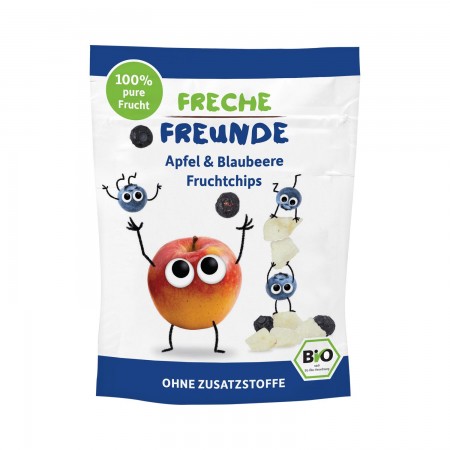 CHIPSY OWOCOWE JABŁKO - BORÓWKA DLA DZIECI BEZGLUTENOWE BIO 16 g - FRECHE FREUNDE