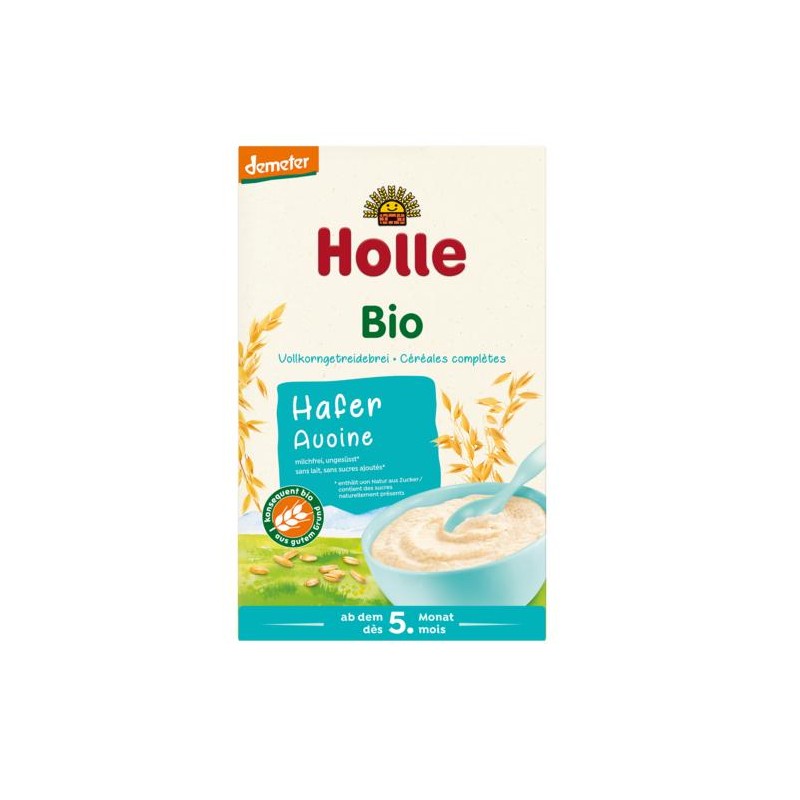 KASZKA OWSIANA PEŁNOZIARNISTA BEZ DODATKU CUKRÓW OD 5 MIESIĄCA DEMETER BIO 250 g - HOLLE