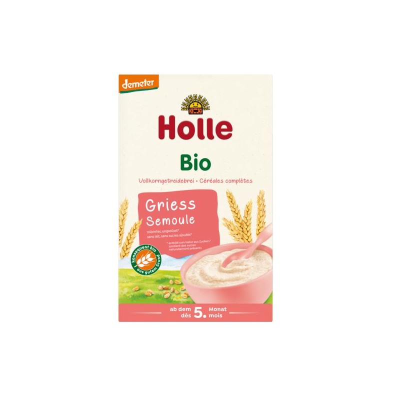 KASZA MANNA PEŁNOZIARNISTA BEZ DODATKU CUKRÓW OD 5 MIESIĄCA DEMETER BIO 250 g - HOLLE