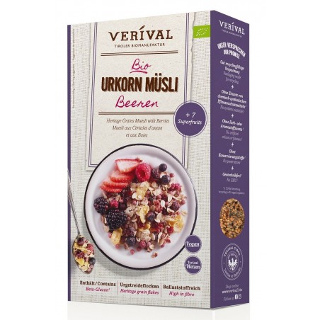 MUSLI PEŁNOZIARNISTE Z OWOCAMI JAGODOWYMI BIO 325 g - VERIVAL