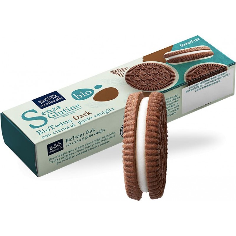 CIASTKA BIOTWINS DARK Z KREMEM WANILIOWYM BEZGLUTENOWE BIO 125 g - SOTTOLESTELLE