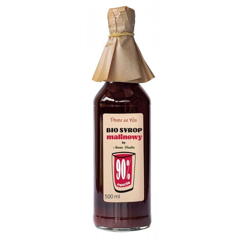 SYROP MALINOWY (90 % OWOCÓW) BIO 500 ml - PROSTO ZE WSI