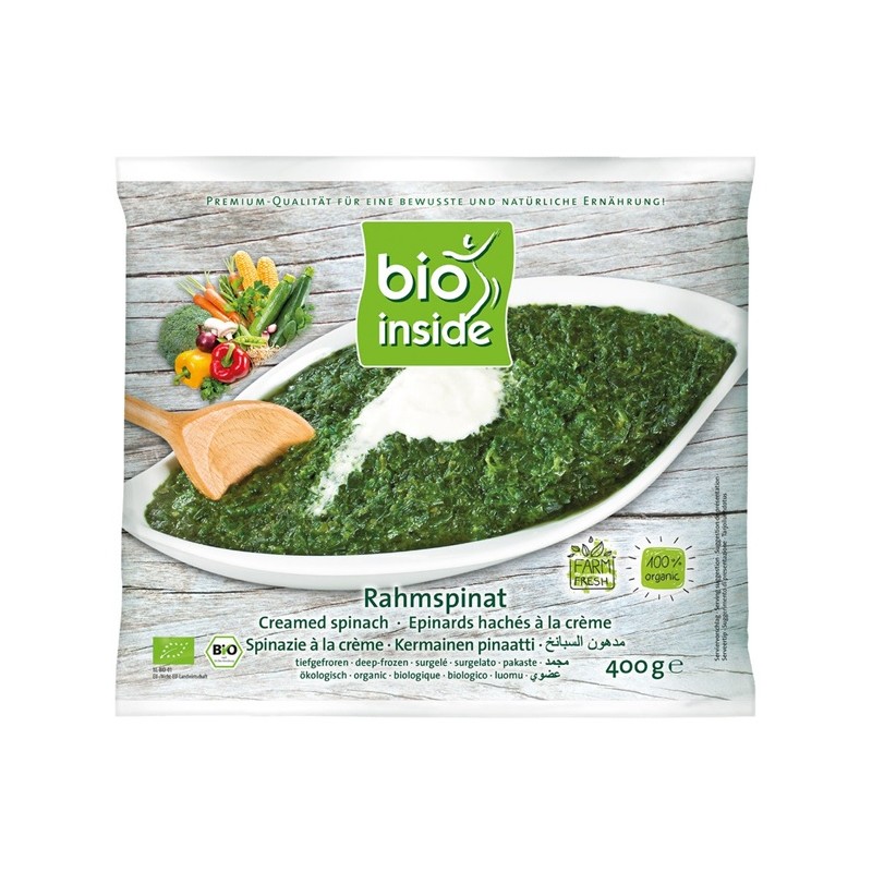 SZPINAK Z SOSEM ŚMIETANKOWYM MROŻONY BIO 400 g - BIO INSIDE