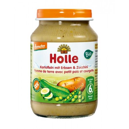 OBIADEK ZIEMNIAK - GROSZEK - CUKINIA BEZ DODATKU CUKRÓW BEZGLUTENOWY OD 6 MIESIĄCA DEMETER BIO 190 g (SŁOIK) - HOLLE