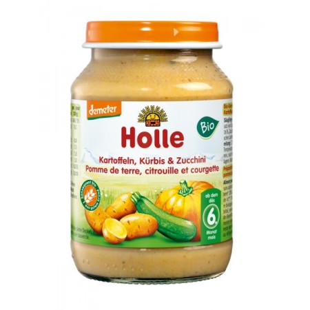 OBIADEK DYNIA - CUKINIA - ZIEMNIAK BEZ DODATKU CUKRÓW BEZGLUTENOWY OD 6 MIESIĄCA DEMETER BIO 190 g (SŁOIK) - HOLLE