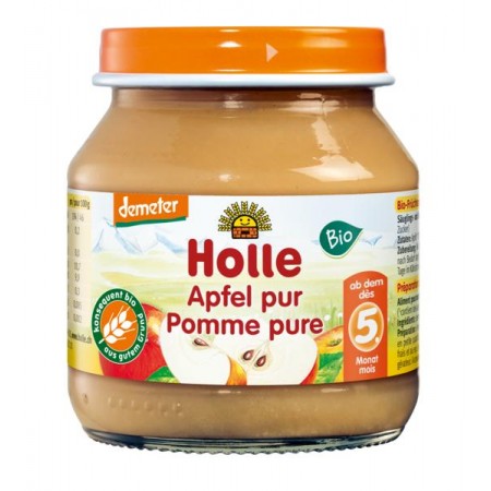 PUREE Z JABŁKA BEZ DODATKU CUKRÓW BEZGLUTENOWE OD 5 MIESIĄCA DEMETER BIO 125 g (SŁOIK) - HOLLE