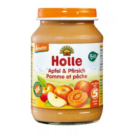 DESEREK JABŁKO - BRZOSKWINIA BEZGLUTENOWY OD 5 MIESIĄCA DEMETER BIO 190 g (SŁOIK) - HOLLE