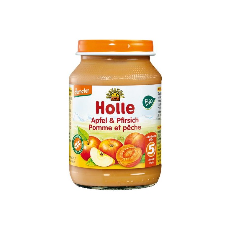 DESEREK JABŁKO - BRZOSKWINIA BEZGLUTENOWY OD 5 MIESIĄCA DEMETER BIO 190 g (SŁOIK) - HOLLE