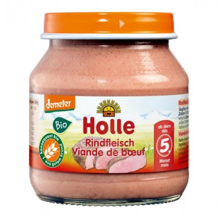 OBIADEK MIĘSNY WOŁOWINA BEZ DODATKU CUKRÓW BEZGLUTENOWY OD 5 MIESIĄCA DEMETER BIO 125 g (SŁOIK) - HOLLE