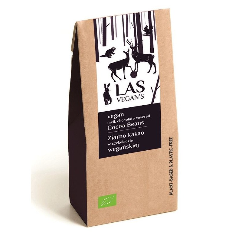 PRAŻONE ZIARNA KAKAO W CZEKOLADZIE WEGAŃSKIEJ BIO 80 g - LAS VEGAN'S