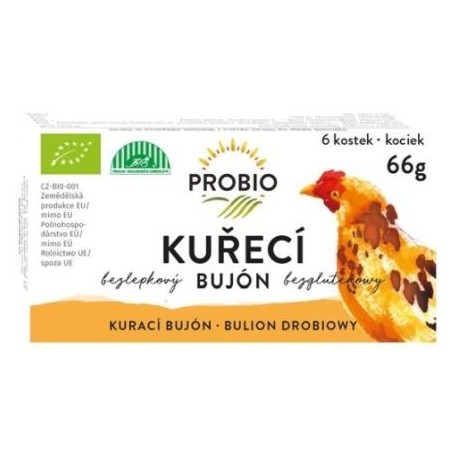 BULION - KOSTKI DROBIOWE BEZ DODATKU CUKRÓW BEZGLUTENOWE BIO (6 x 11 g) 66 g - PROBIO