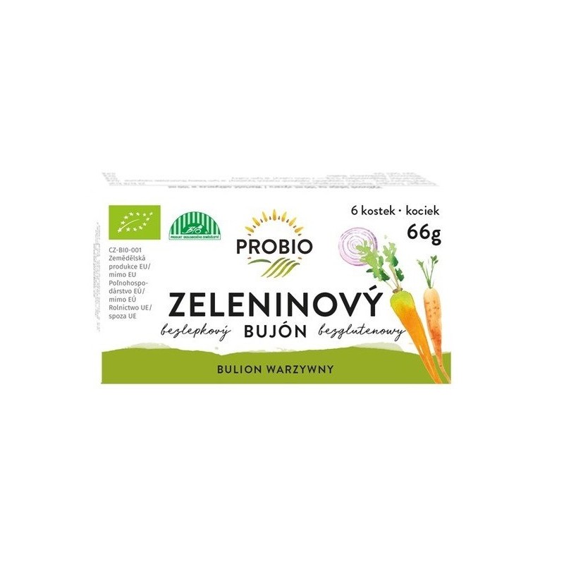 BULION - KOSTKI WARZYWNE BEZ DODATKU CUKRÓW BEZGLUTENOWE BIO (6 x 11 g) 66 g - PROBIO