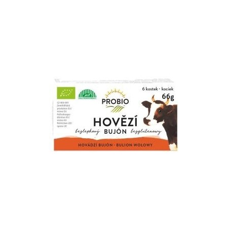 BULION - KOSTKI WOŁOWE BEZ DODATKU CUKRÓW BEZGLUTENOWE BIO (6 x 11 g) 66 g - PROBIO