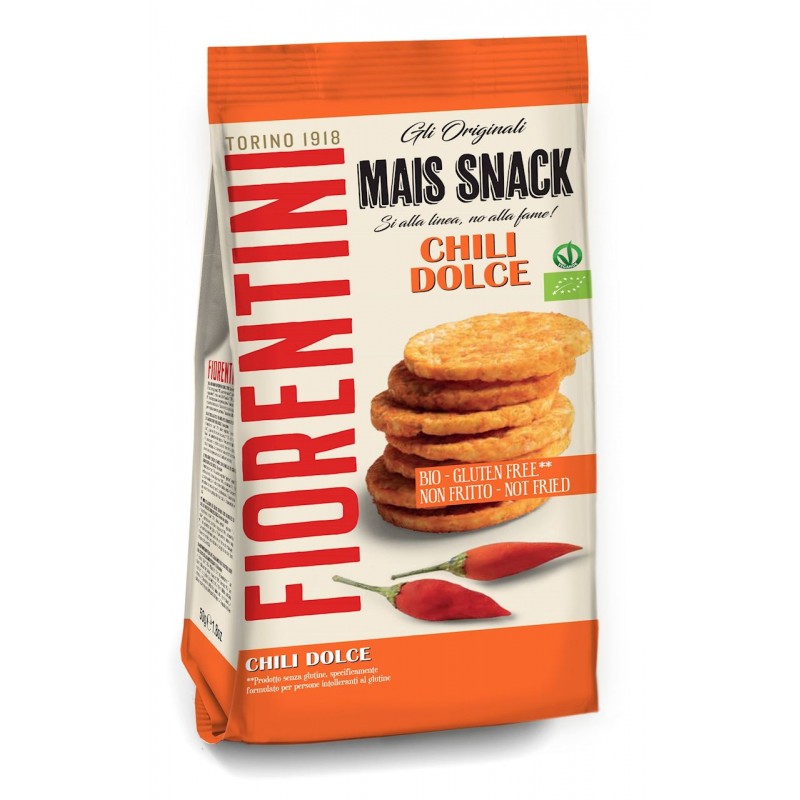 KRĄŻKI KUKURYDZIANE SŁODKIE CHILI BEZGLUTENOWE BIO 50 g - FIORENTINI