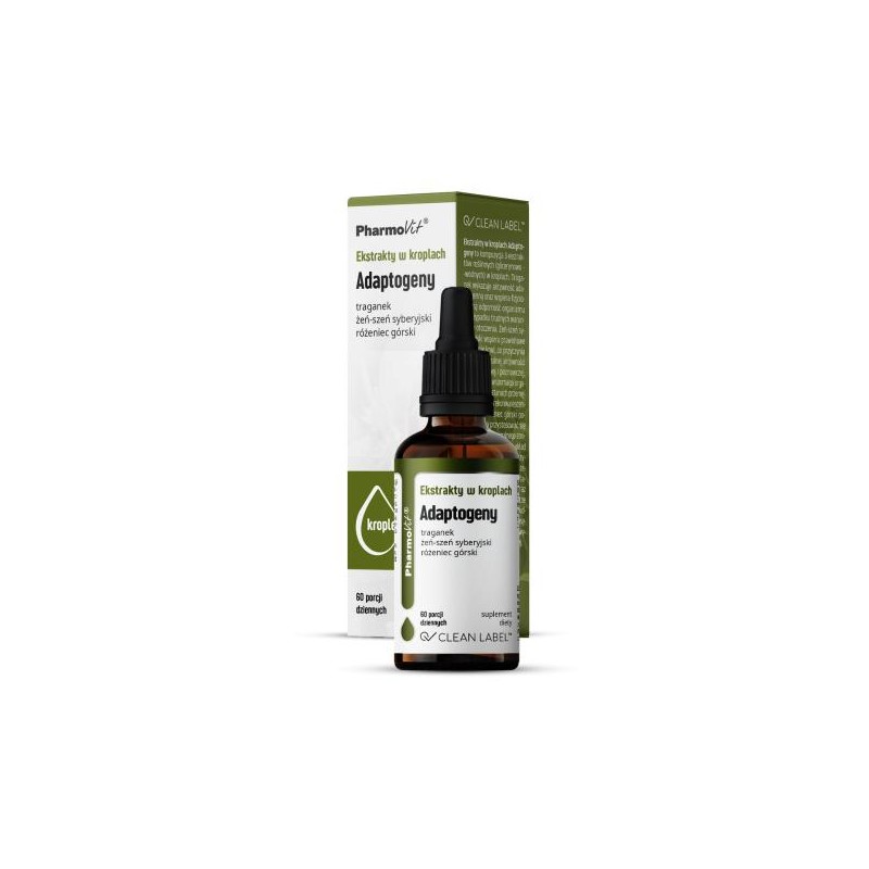 EKSTRAKTY W KROPLACH ADAPTOGENY BEZGLUTENOWE 30 ml - PHARMOVIT (CLEAN LABEL)