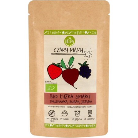 ŁYŻKA SMAKU TRUSKAWKA, BURAK, JEŻYNA (LIOFILIZOWANE SPROSZKOWANE TRUSKAWKI, BURAKI I JEŻYNY) BIO 40 g - HELPA