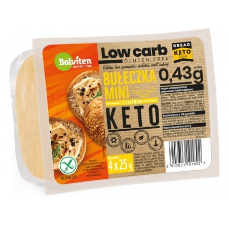 MINI KETO BUŁECZKI Z SEZAMEM O OBNIŻONEJ ILOŚCI WĘGLOWODANÓW BEZGLUTENOWE (4 x 25 g) 100 g - BALVITEN