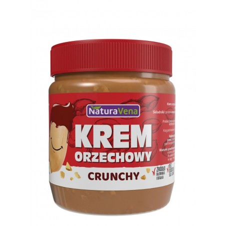 KREM ORZECHOWY CRUNCHY 100 % BEZ DODATKU SOLI I CUKRÓW 340 g  - NATURAVENA