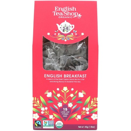 HERBATA ENGLISH BREAKFAST BIO PIRAMIDKI FAIR TRADE (15 x 3 g) 45 g - ENGLISH TEA SHOP