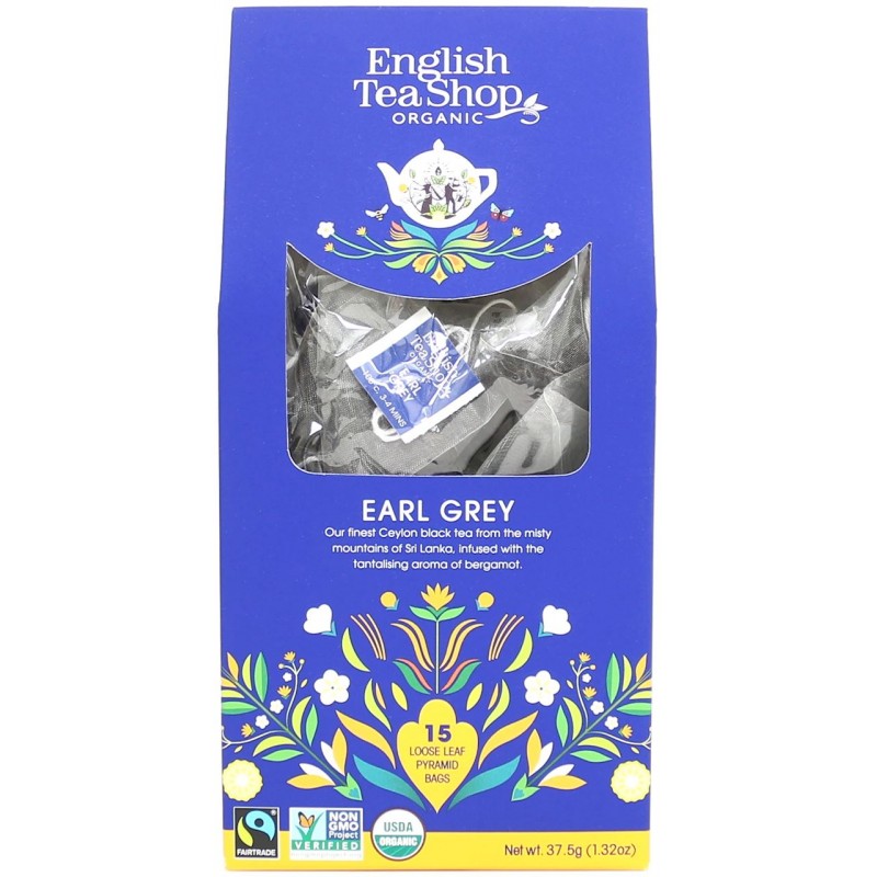 HERBATA EARL GREY BIO PIRAMIDKI FAIR TRADE (15 x 2,5 g) 37,5 g - ENGLISH TEA SHOP
