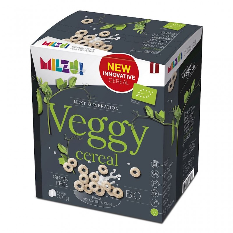 KÓŁKA Z SZAREGO GROCHU BEZ DODATKU CUKRU (VEGGY CEREAL) BIO (2 x 185 g) 370 g - MILZU