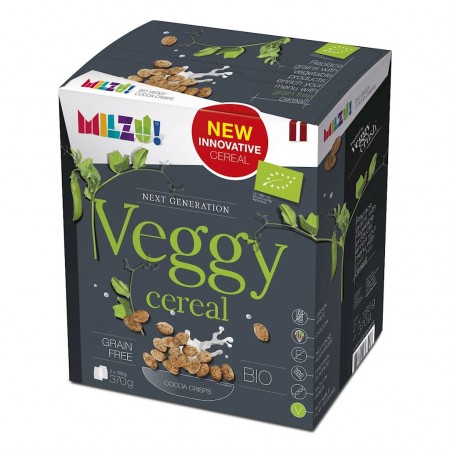 CHRUPKI Z SZAREGO GROCHU KAKAOWE (VEGGY CEREAL) BIO (2 x 185 g) 370 g - MILZU