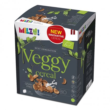 MUSZELKI Z SZAREGO GROCHU KAKAOWE (VEGGY CEREAL) BIO (2 x 185 g) 370 g - MILZU