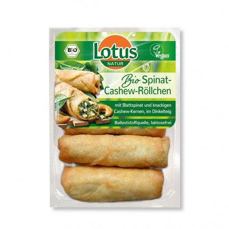 ROLADKI Z NADZIENIEM ZE SZPINAKU I ORZECHÓW NERKOWCA BIO 200 g - LOTUS