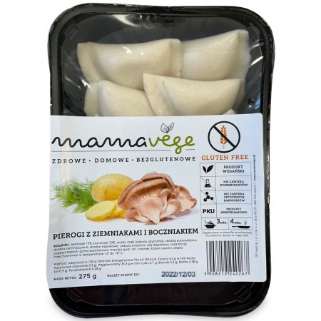 PIEROGI Z ZIEMNIAKAMI I BOCZNIAKIEM BEZGLUTENOWE 275 g - MAMA VEGE