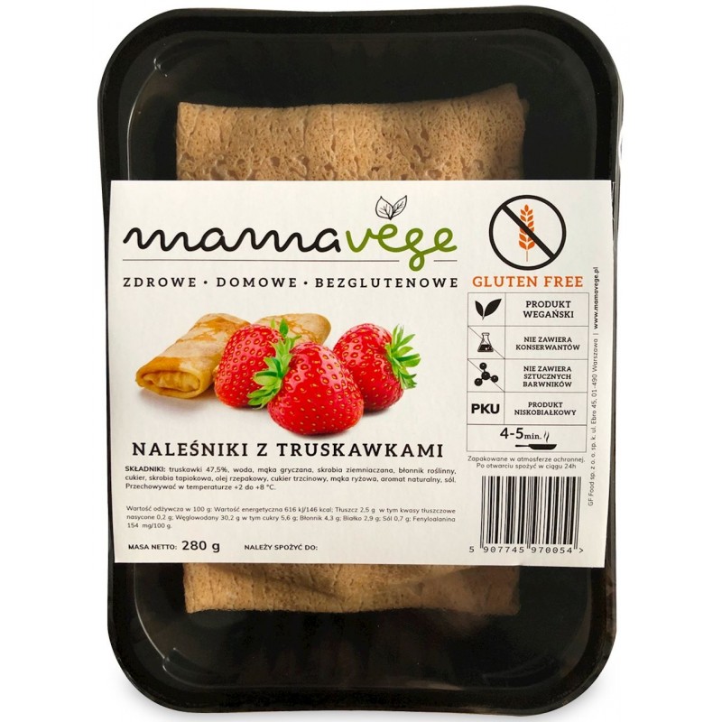 NALEŚNIKI Z TRUSKAWKAMI BEZGLUTENOWE 280 g - MAMA VEGE