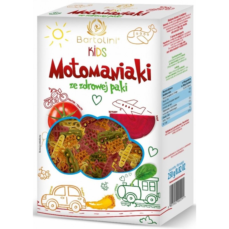 MAKARON (5-SMAKOWY) DLA DZIECI MOTOMANIAKI 250 g - BARTOLINI