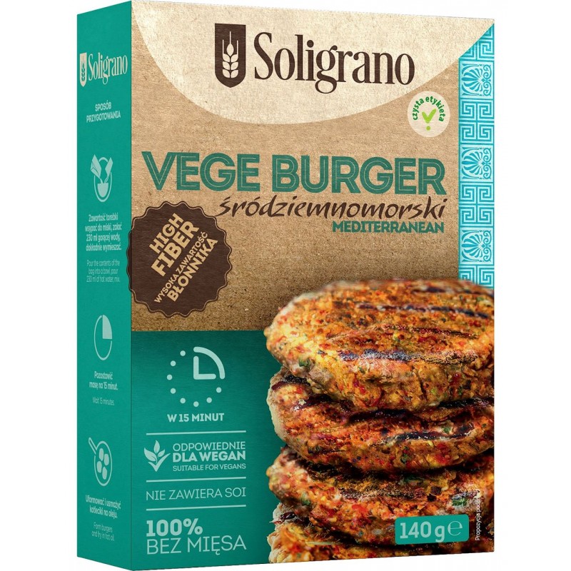 MIESZANKA NA VEGE BURGER ŚRÓDZIEMNOMORSKI 140 g - SOLIGRANO