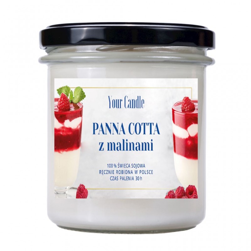 ŚWIECA SOJOWA PANNA COTTA Z MALINAMI 150 ml - YOUR CANDLE
