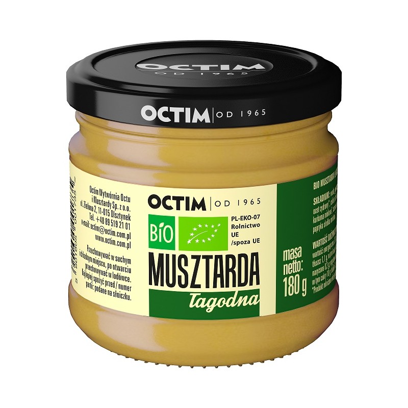 MUSZTARDA ŁAGODNA BIO 180 g - OCTIM