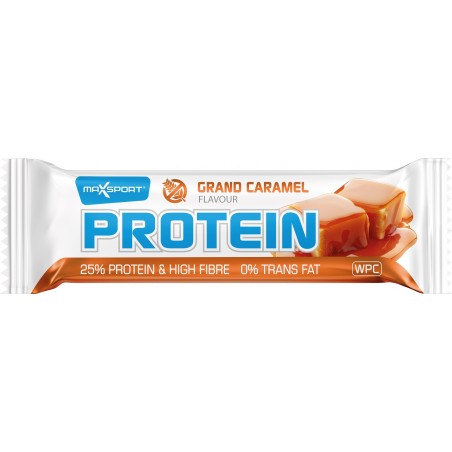 BATON PROTEINOWY WPC O SMAKU KARMELOWYM W POLEWIE KAKAOWEJ BEZGLUTENOWY 60 g - MAXSPORT