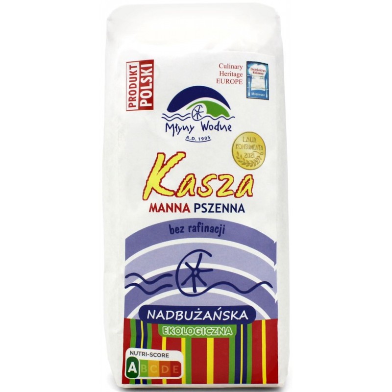KASZA MANNA PSZENNA NADBUŻAŃSKA BEZ RAFINACJI BIO 750 g - MŁYNY WODNE (EKO OAZA)