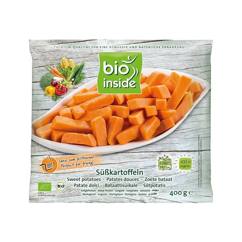 SŁODKIE ZIEMNIAKI (BATATY) MROŻONE BEZGLUTENOWE BIO 400 g - BIO INSIDE